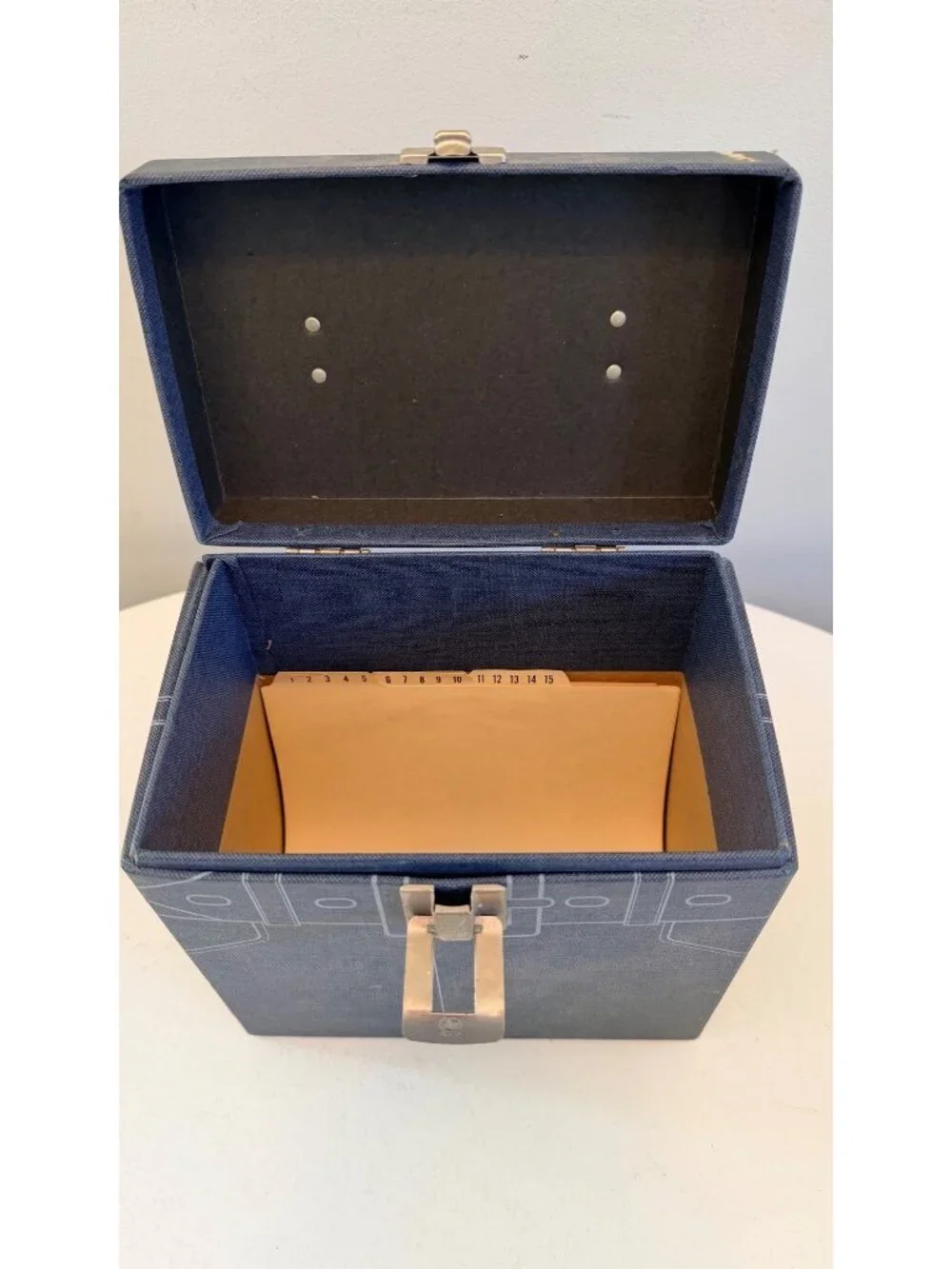 Vintage Lebo Blue 45 RPM Vinyl Record Storage Box With Metal Latch & Handle